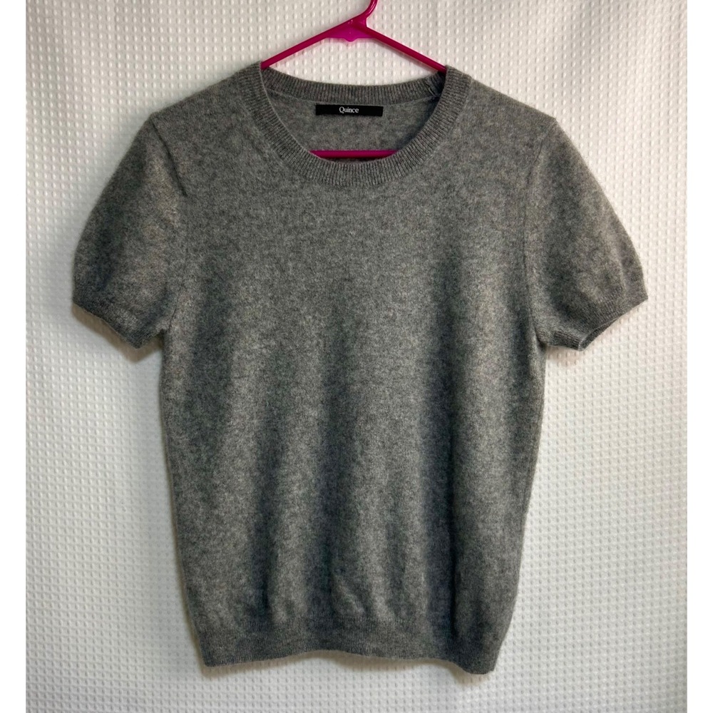 Quince Mongolian 100% Cashmere Size XL fits L Short Sleeve Sweater Tee Top a5 - Picture 11 of 11